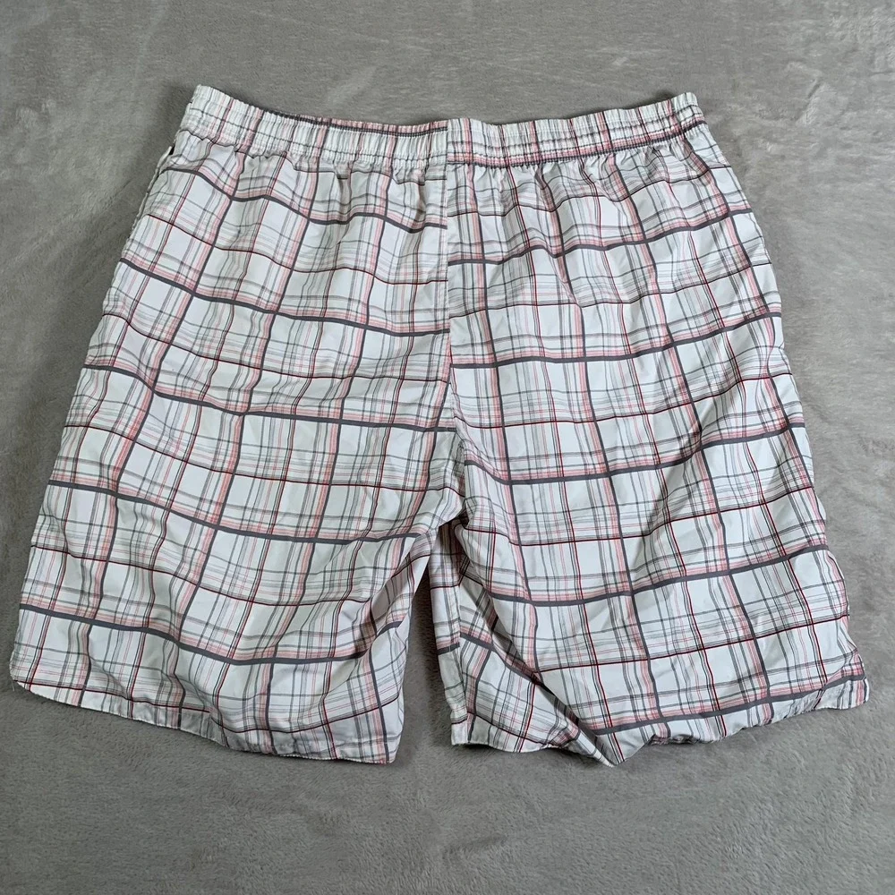 Nike Shorts Mens XL White Red Plaid Swim Trunks Mesh Lined Drawstring 397143-100